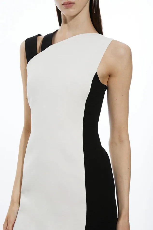 Dresses Women Karen Millen Fluid Tailored Colourblock Split Strap Midi Dress Mono