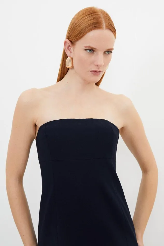 Dresses Women Karen Millen Petite Compact Stretch Viscose Tailored Caped Mini Dress Navy