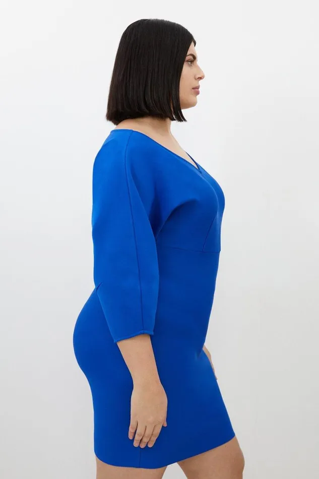 Dresses Women Karen Millen Plus Size Figure Form Bandage Banana Sleeve Mini Dress Cobalt