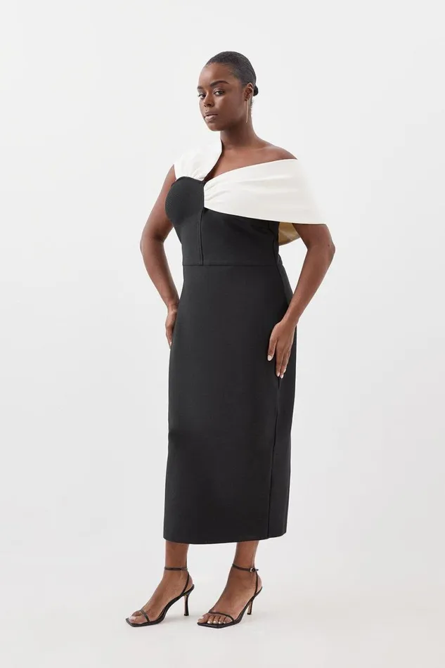 Dresses Women Karen Millen Plus Size Figure Form Bandage Knit Asymmetric Strap Midi Dress Black Dresses Women Karen Millen Plus Size Figure Form Bandage Knit Asymmetric Strap Midi Dress Black