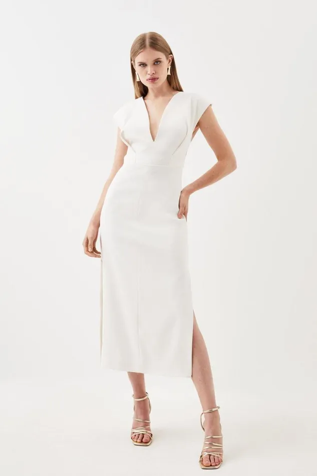 Dresses Women Karen Millen Soft Tailored Sleeveless Column Midi Dress Ivory