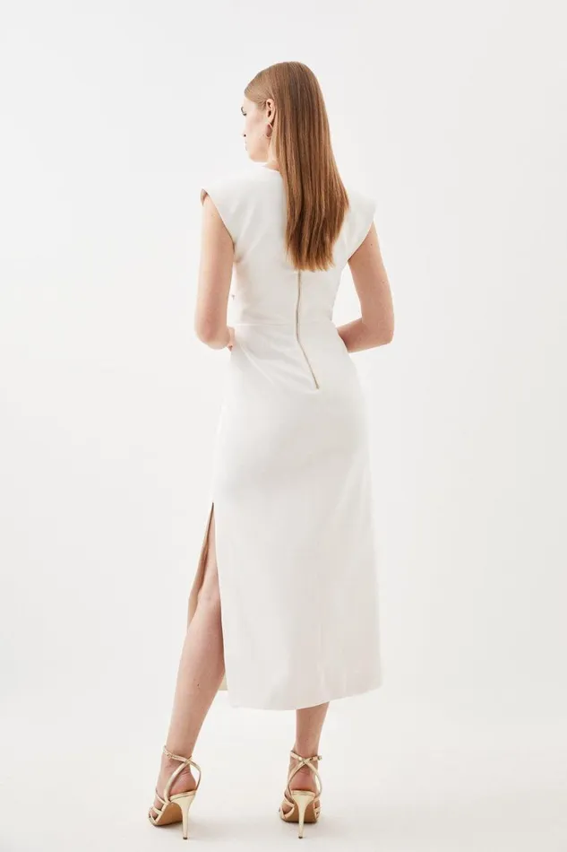 Dresses Women Karen Millen Soft Tailored Sleeveless Column Midi Dress Ivory