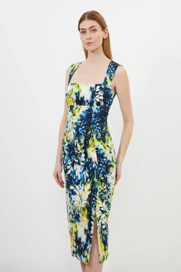 Dresses Women Karen Millen Tailored Blurred Wisteria Print Square Neck Midi Dress Multi Dresses Women Karen Millen Tailored Blurred Wisteria Print Square Neck Midi Dress Multi