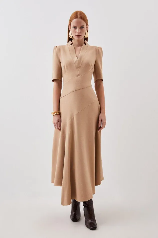 Dresses Women Karen Millen Tailored Structured Crepe Forever Drape Detail Short Sleeve Midi Dress Camel Dresses Women Karen Millen Tailored Structured Crepe Forever Drape Detail Short Sleeve Midi Dress Camel