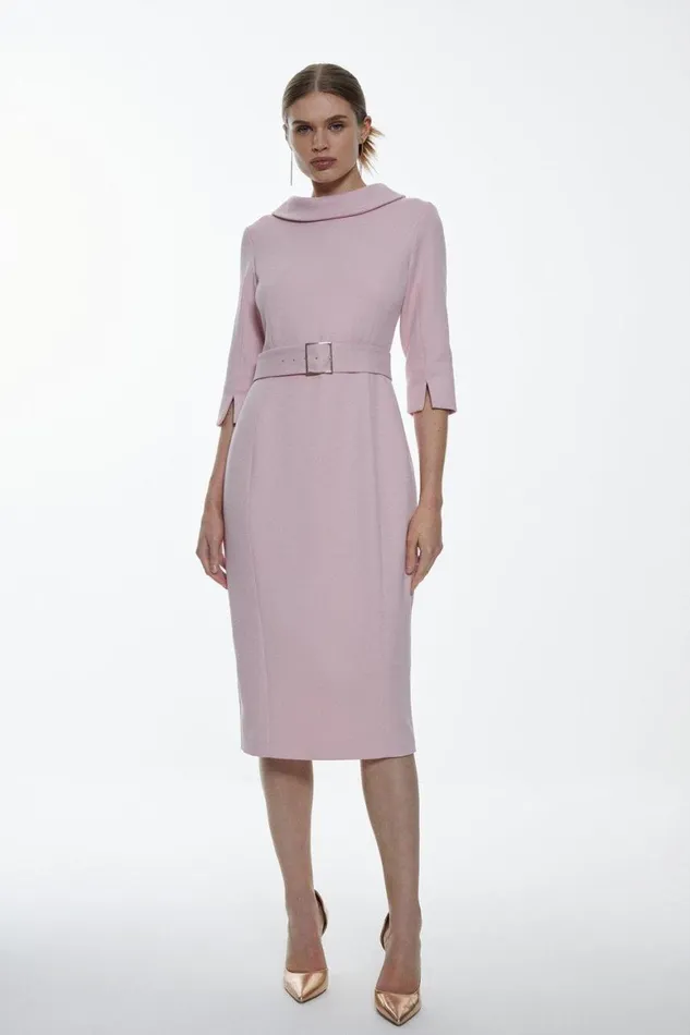 Dresses Women Karen Millen Tailored Structured Crepe Roll Neck Pencil Midi Dress Blush Dresses Women Karen Millen Tailored Structured Crepe Roll Neck Pencil Midi Dress Blush