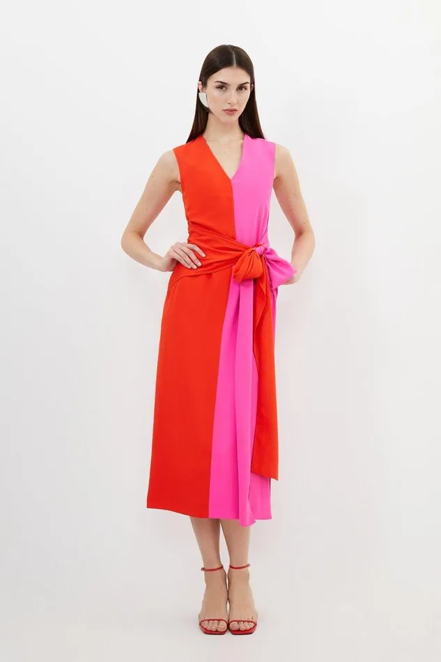 Dresses Women Karen Millen Tall Soft Tailored Colourblock Belted Column Midaxi Dress Red Dresses Women Karen Millen Tall Soft Tailored Colourblock Belted Column Midaxi Dress Red