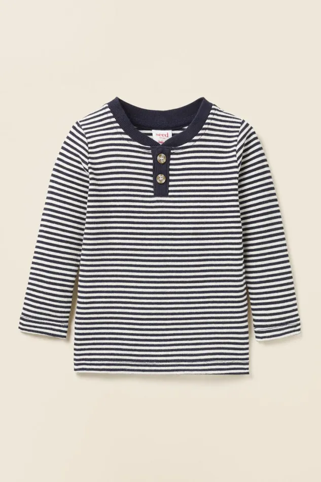 Essentials Baby Seed Heritage Henley Rib Tee Midnight Blue