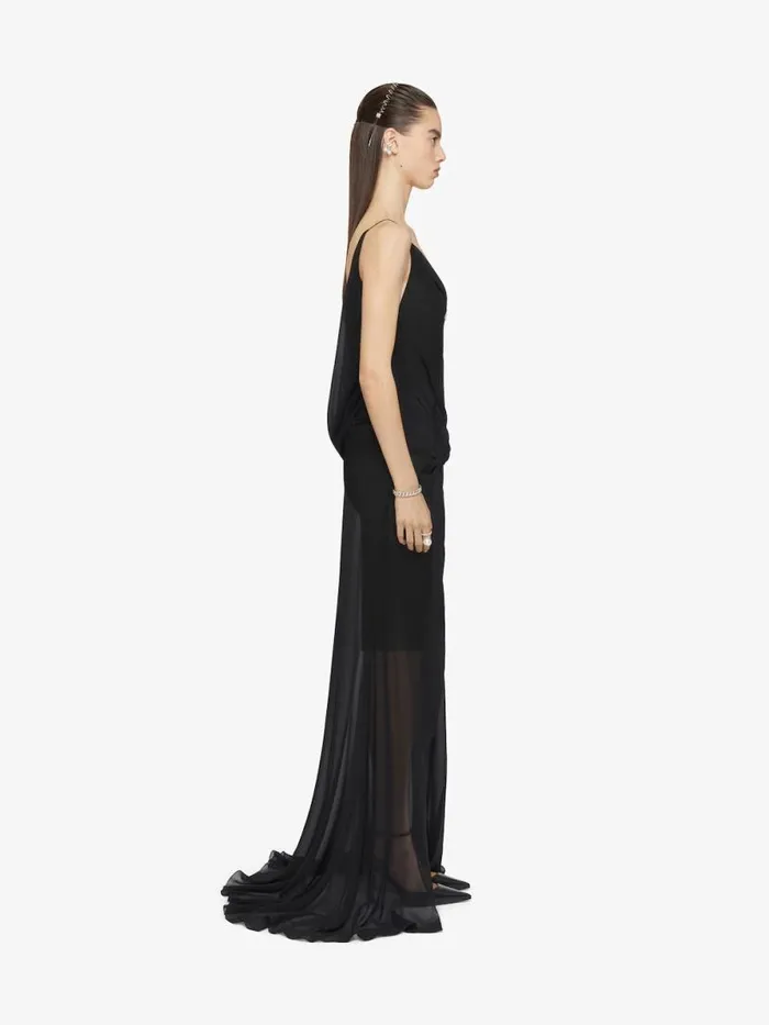 Evening Draped Dress In Silk With Pearl Chains Black Women Givenchy Dresses