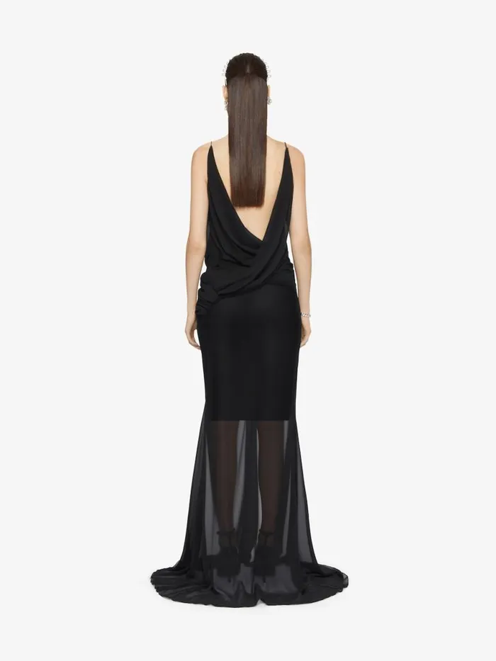 Evening Draped Dress In Silk With Pearl Chains Black Women Givenchy Dresses