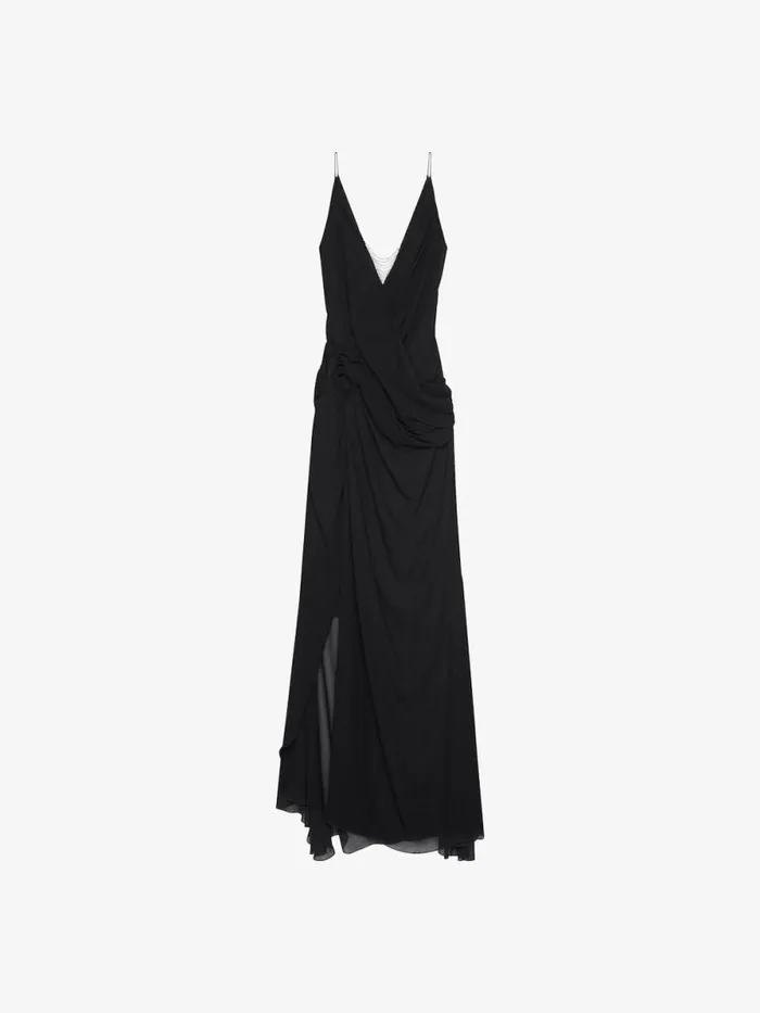 Evening Draped Dress In Silk With Pearl Chains Black Women Givenchy Dresses