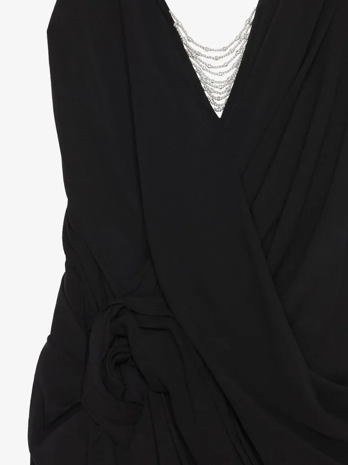 Evening Draped Dress In Silk With Pearl Chains Black Women Givenchy Dresses