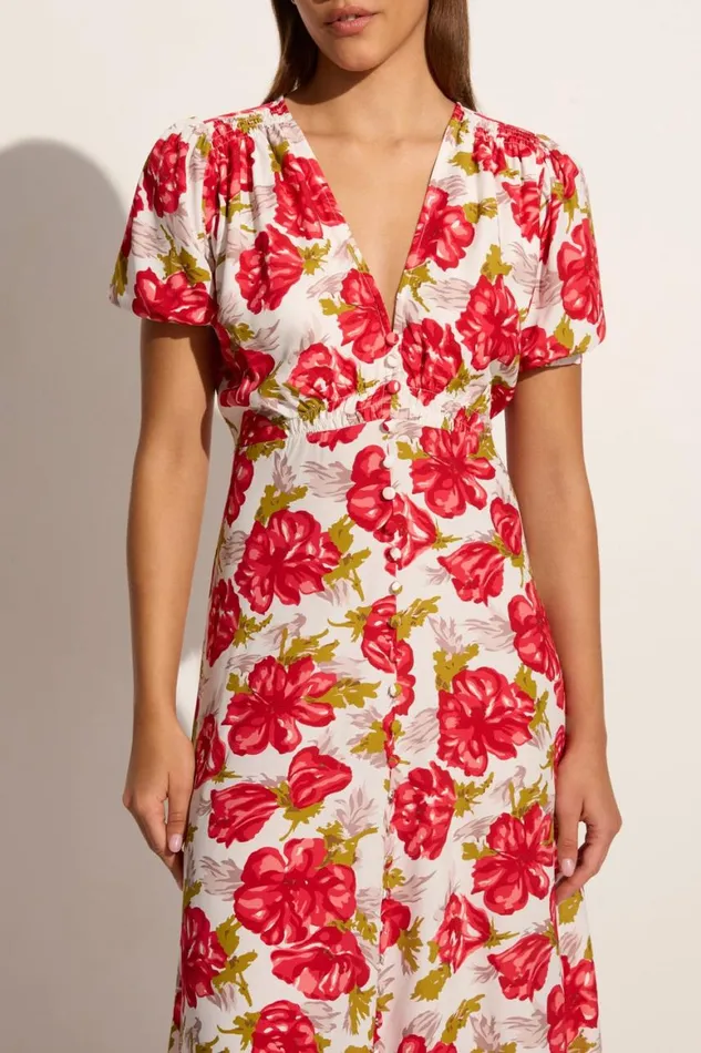 Faithfull The Brand Dresses Bellavista Midi Dress Isadora Floral Red 8211 Final Sale 8211 Women Faithfull The Brand Dresses Bellavista Midi Dress Isadora Floral Red 8211 Final Sale 8211 Women