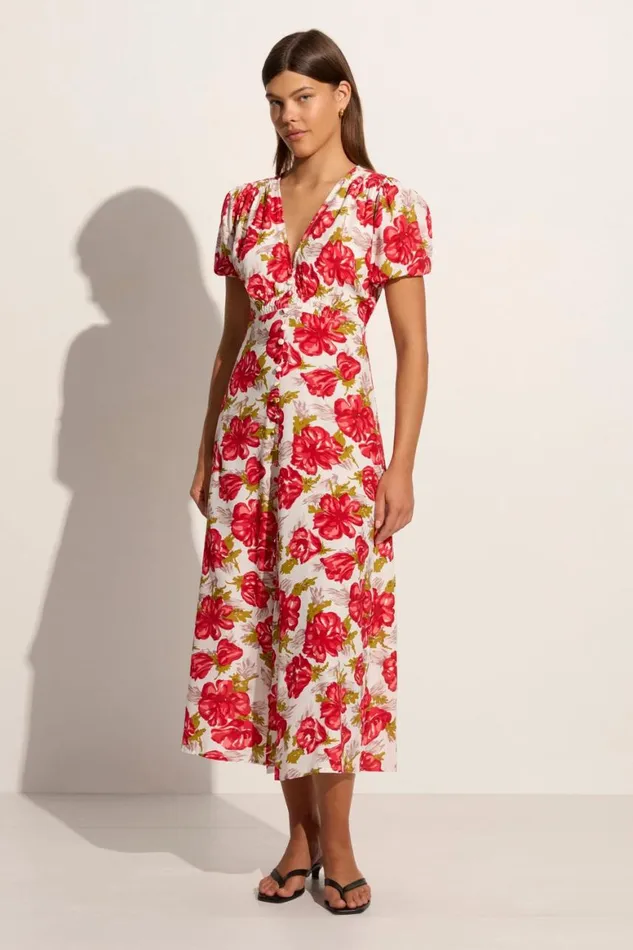 Faithfull The Brand Dresses Bellavista Midi Dress Isadora Floral Red 8211 Final Sale 8211 Women Faithfull The Brand Dresses Bellavista Midi Dress Isadora Floral Red 8211 Final Sale 8211 Women