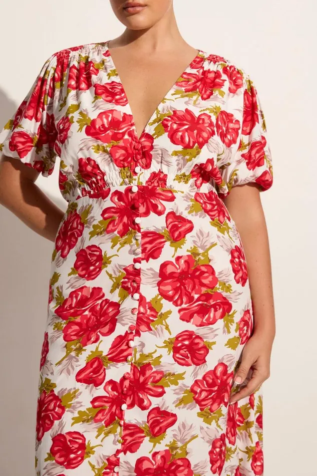 Faithfull The Brand Dresses Bellavista Midi Dress Isadora Floral Red 8211 Final Sale 8211 Women Faithfull The Brand Dresses Bellavista Midi Dress Isadora Floral Red 8211 Final Sale 8211 Women