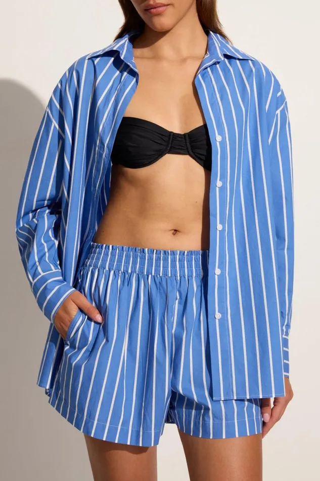 Faithfull The Brand Tops Daija Shirt Adia Stripe Ocean Blue 8211 Women