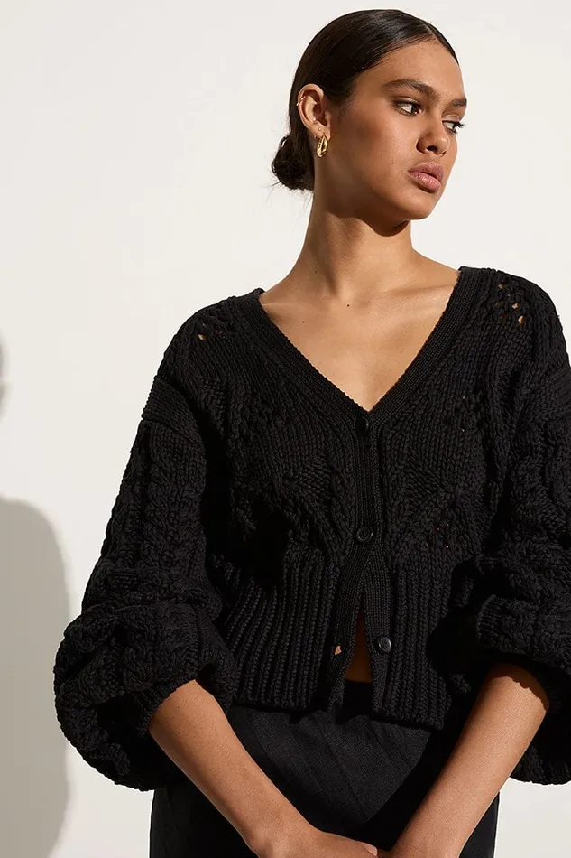 Faithfull The Brand Tops Dayana Cardigan Black 8211 Final Sale 8211 Women