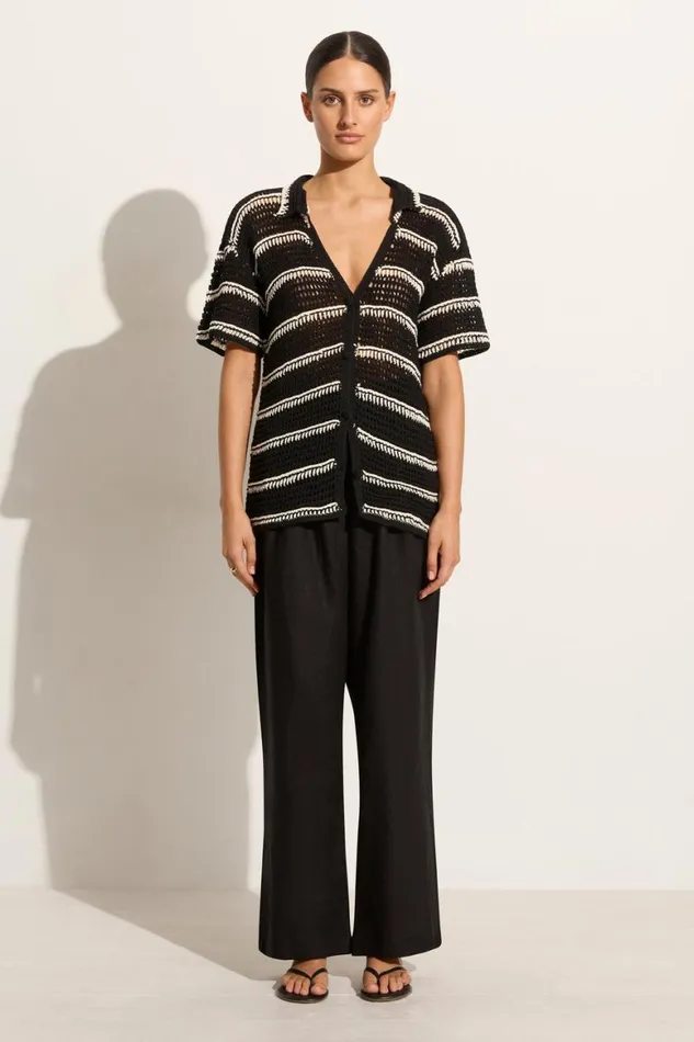 Faithfull The Brand Tops Gioia Handmade Crochet Shirt BlackOff White 8211 Women Faithfull The Brand Tops Gioia Handmade Crochet Shirt BlackOff White 8211 Women