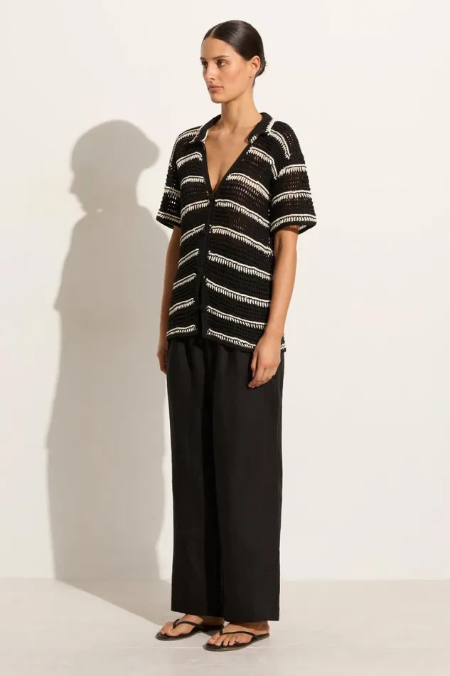 Faithfull The Brand Tops Gioia Handmade Crochet Shirt BlackOff White 8211 Women Faithfull The Brand Tops Gioia Handmade Crochet Shirt BlackOff White 8211 Women