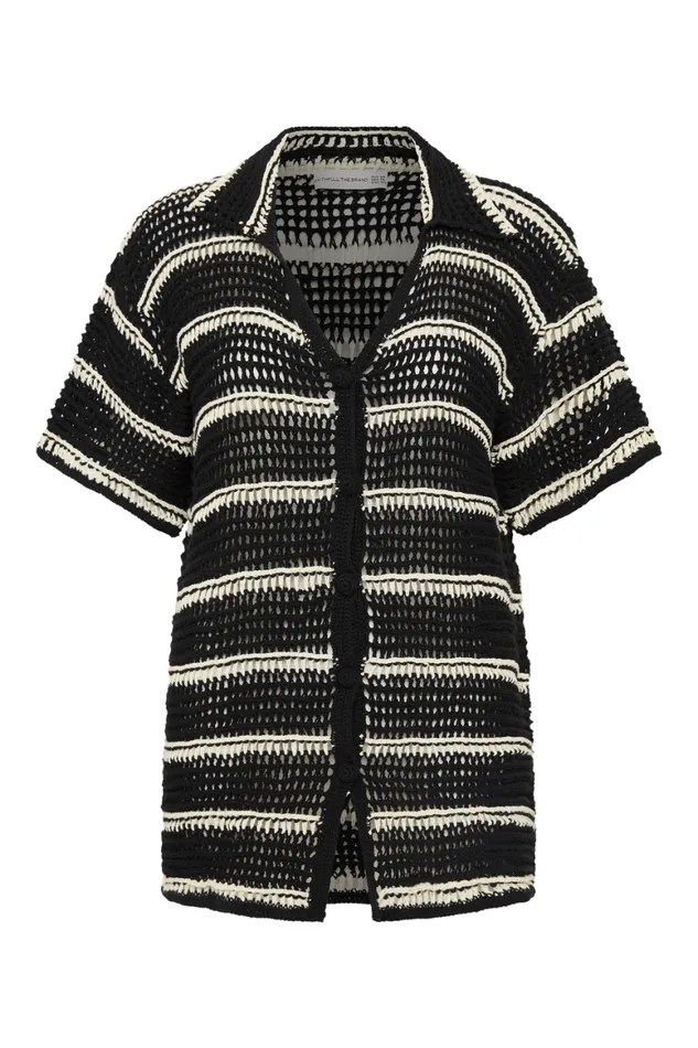 Faithfull The Brand Tops Gioia Handmade Crochet Shirt BlackOff White 8211 Women Faithfull The Brand Tops Gioia Handmade Crochet Shirt BlackOff White 8211 Women