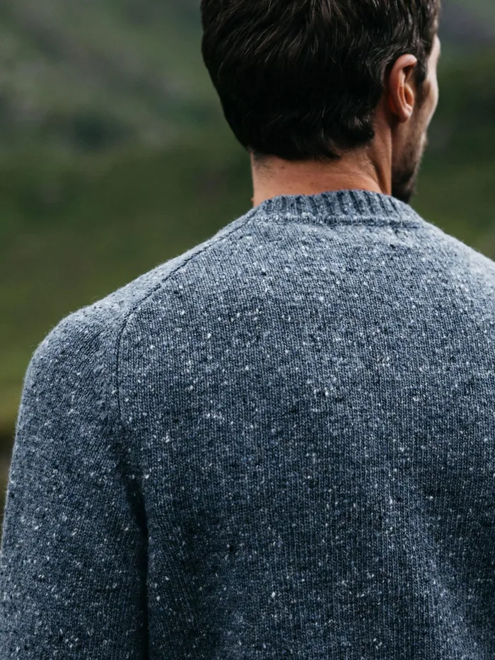 Finisterre Knitwear Men Furlong Crew Sweater Indigo Blue
