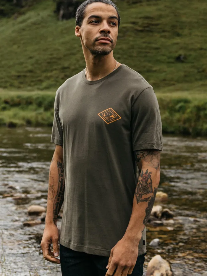 Finisterre TShirts Men Diamond Logo TShirt Olive