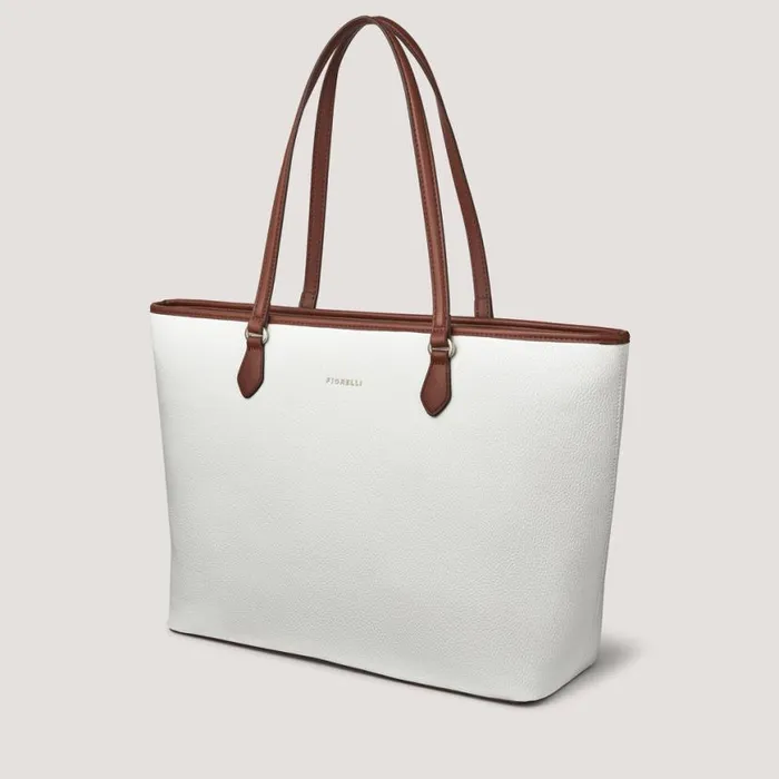 Fiorelli Thea Zip Top Tote White Tan Mix Backpacks Tote Bags