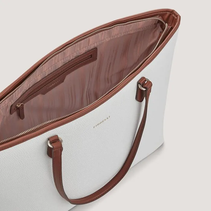 Fiorelli Thea Zip Top Tote White Tan Mix Backpacks Tote Bags