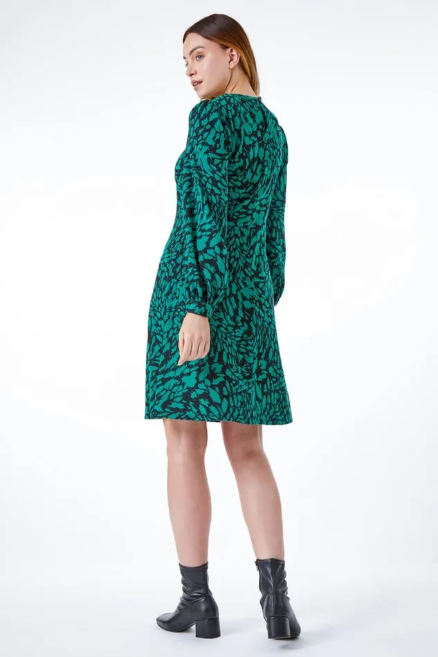 Forest Animal Print Jacquard Dress Women Roman Dresses