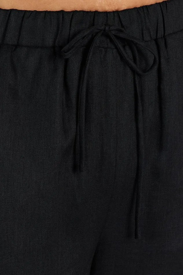 GINA BLACK LINEN ELASTIC WAIST PANT Women DISSH Pants