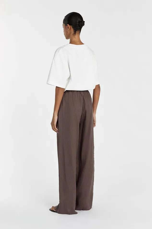 GINA CHOC LINEN ELASTIC WAIST PANT Women DISSH Pants