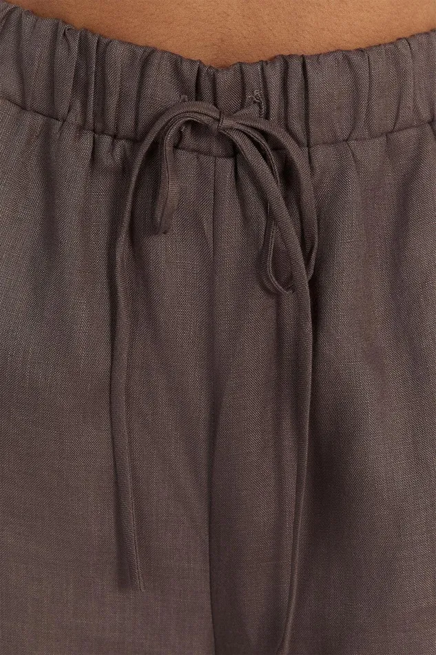 GINA CHOC LINEN ELASTIC WAIST PANT Women DISSH Pants