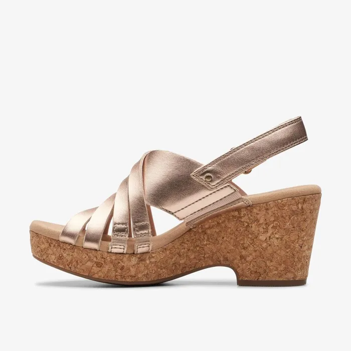 Giselle Ivy Rose Gold Leather Women Clarks Sandals and Flip Flops