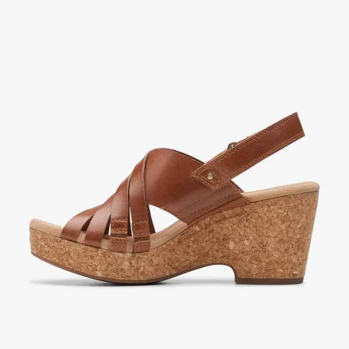 Giselle Ivy Tan Leather Women Clarks Sandals and Flip Flops