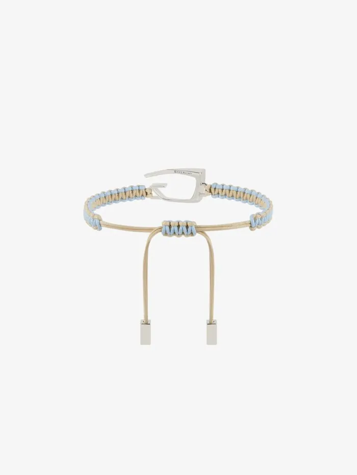 Giv Cut Bracelet In Woven Cotton And Metal Sky Blue Men Givenchy Jewelry
