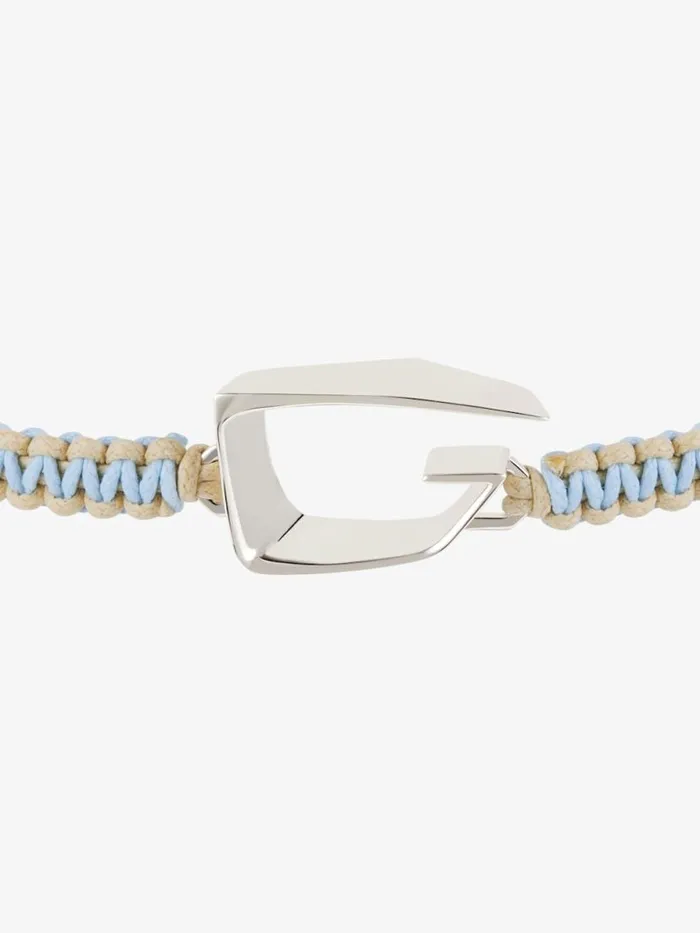Giv Cut Bracelet In Woven Cotton And Metal Sky Blue Men Givenchy Jewelry
