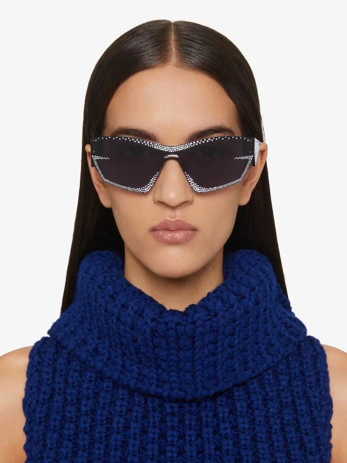 Giv Cut Unisex Sunglasses In Metal With Crystals Blue Women Givenchy Sunglasses