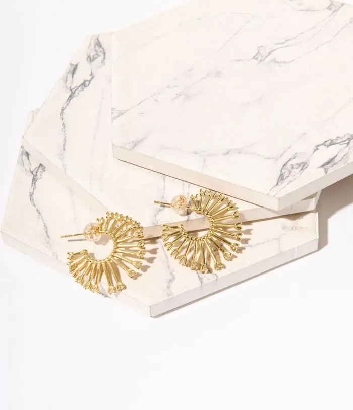 Gold and Silver Rhinestone Sandy Hoops Accessories Unique Vintage Earrings