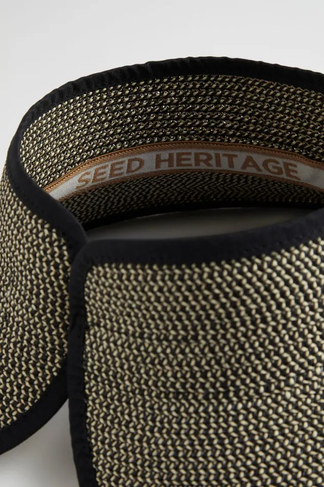 Hats and Gloves Woman Seed Heritage Textured Straw Visor Black