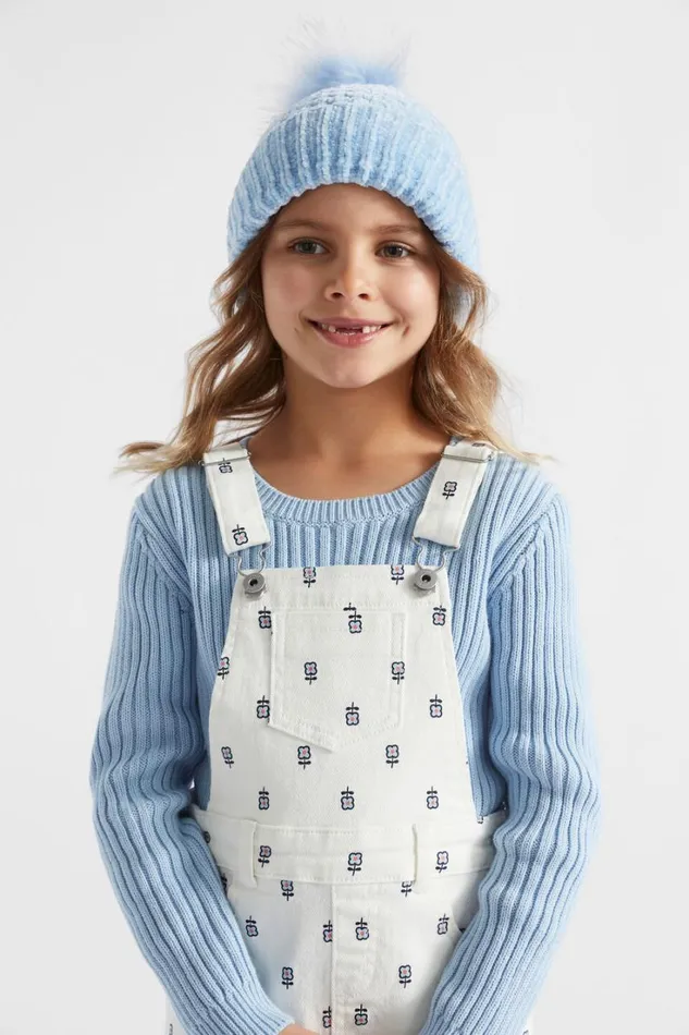 Hats Beanies and Caps Girl Seed Heritage Velvet Chenille Beanie Pale Blue