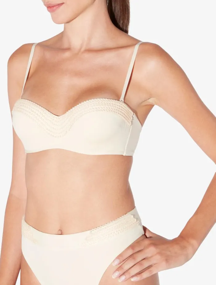 HighWaisted Brazilian Bikini Brief In Champagne With Beading Swim La Perla Bikinis