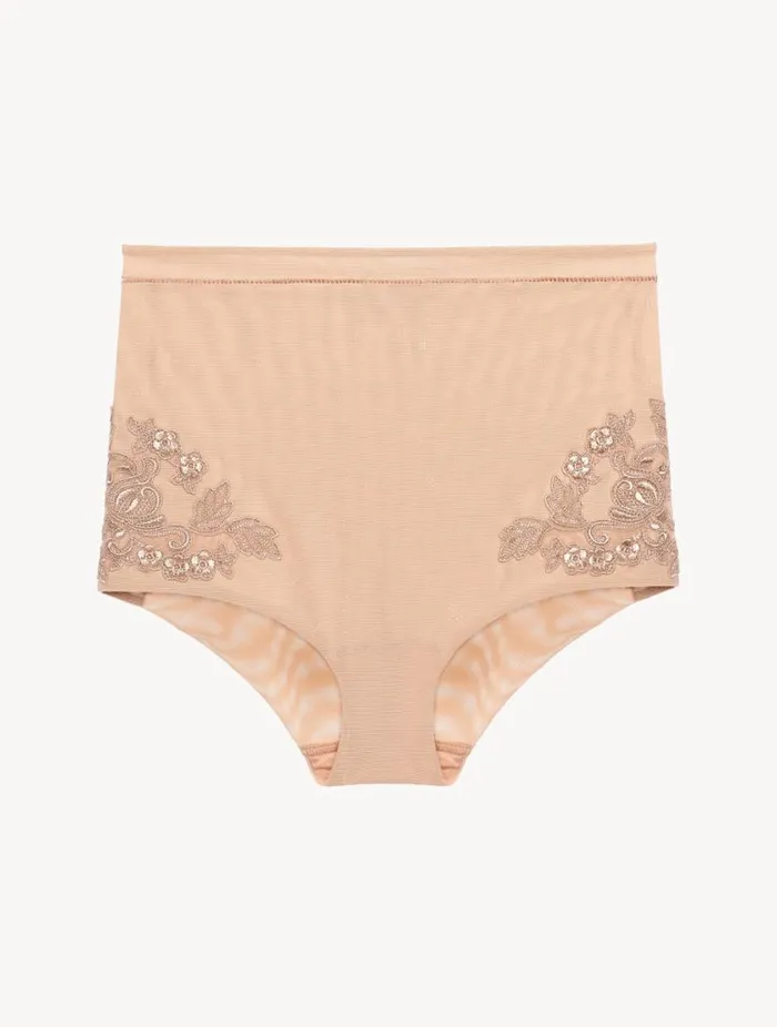 Highwaisted Briefs In Sand Stretch Tulle Lingerie La Perla Highwaist