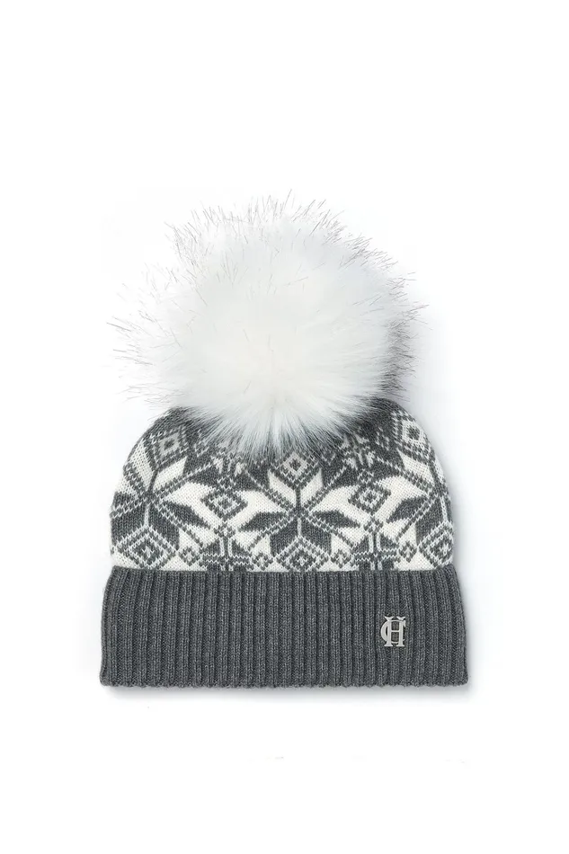 Holland Cooper Beatrice Bobble Hat Grey Women Headwear