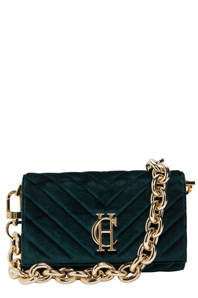 Holland Cooper Belgravia Clutch Bag Emerald Velvet Women Bags