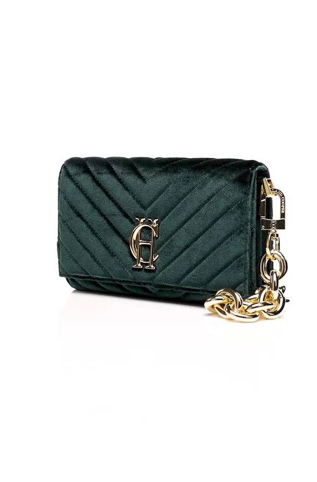 Holland Cooper Belgravia Clutch Bag Emerald Velvet Women Bags Holland Cooper Belgravia Clutch Bag Emerald Velvet Women Bags