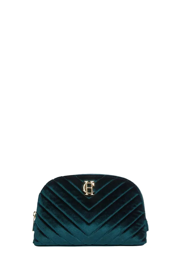 Holland Cooper Chelsea Makeup Bag Emerald Velvet Women Bags