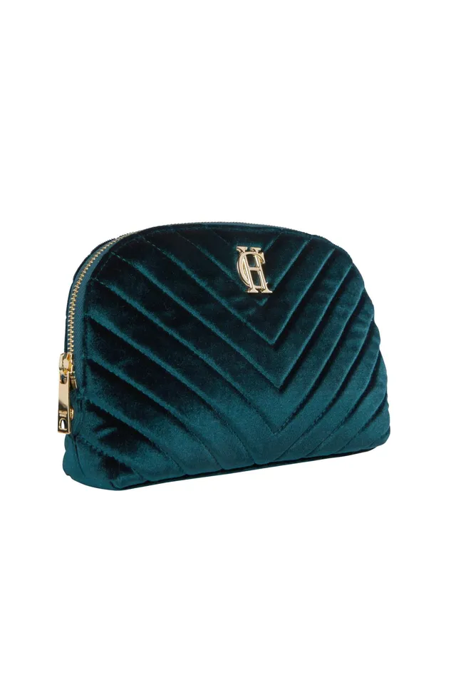 Holland Cooper Chelsea Makeup Bag Emerald Velvet Women Bags Holland Cooper Chelsea Makeup Bag Emerald Velvet Women Bags