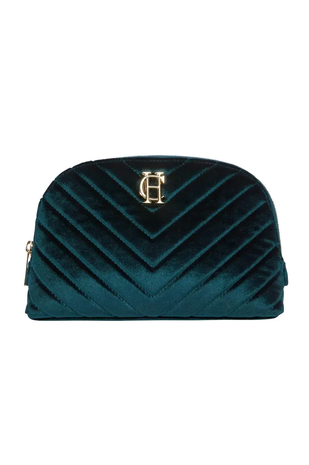 Holland Cooper Chelsea Makeup Bag Emerald Velvet Women Bags Holland Cooper Chelsea Makeup Bag Emerald Velvet Women Bags