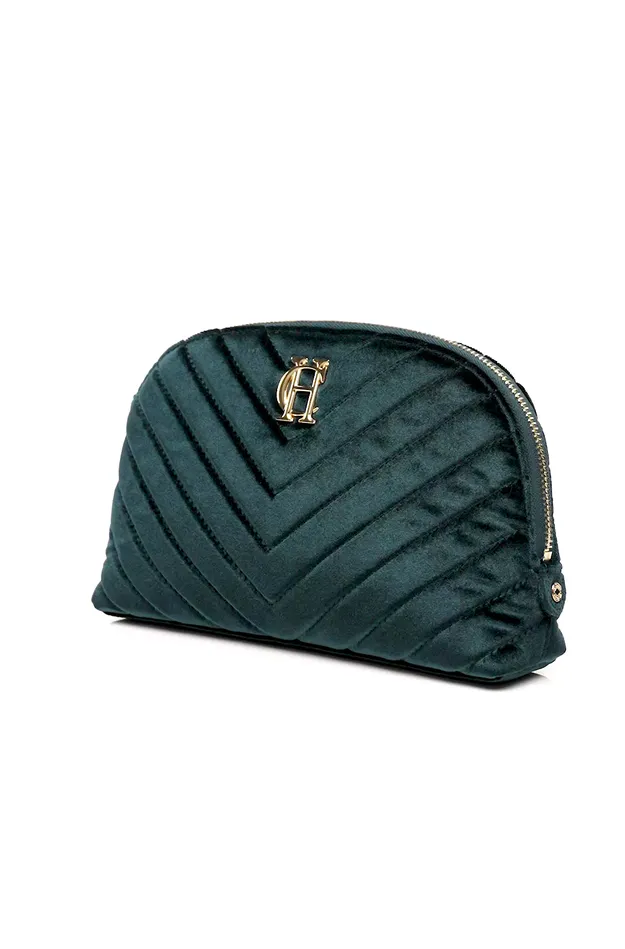 Holland Cooper Chelsea Makeup Bag Emerald Velvet Women Bags Holland Cooper Chelsea Makeup Bag Emerald Velvet Women Bags