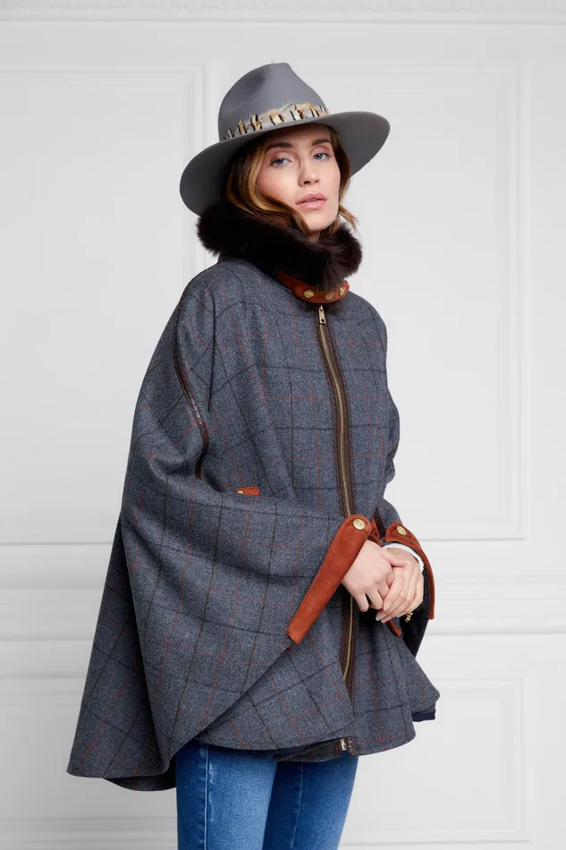 Holland Cooper Chiltern Cape Mid Blue Check Women Tailoring