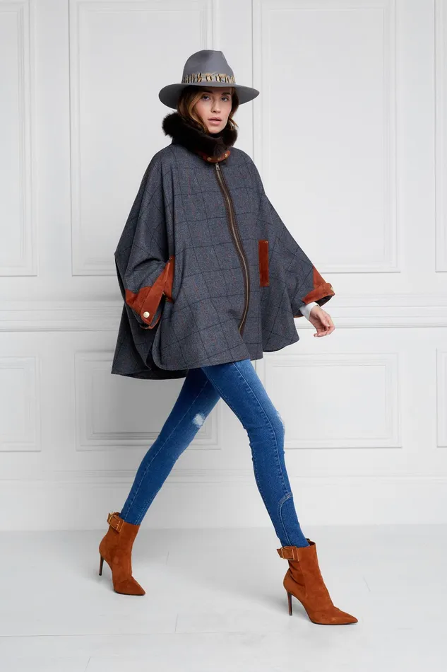 Holland Cooper Chiltern Cape Mid Blue Check Women Tailoring